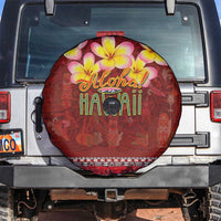 Aloha Plumeria Flowers Spare Tire Cover With Hawaiian Style Tapa Tribal LT03 Red - Polynesian Pride