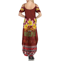 Aloha Plumeria Flowers Summer Maxi Dress With Hawaiian Style Tapa Tribal LT03 - Polynesian Pride