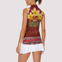 Aloha Plumeria Flowers Women Sleeveless Polo Shirt With Hawaiian Style Tapa Tribal LT03 - Polynesian Pride