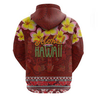 Aloha Plumeria Flowers Zip Hoodie With Hawaiian Style Tapa Tribal LT03 - Polynesian Pride