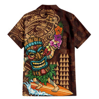 Hawaiian Tiki Mask Surfing Kakau Pattern Family Matching Mermaid Dress and Hawaiian Shirt LT03 - Polynesian Pride