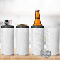 Niue White Sunday 4 in 1 Can Cooler Tumbler Hiapo Tribal Art Tattoos LT03 - Polynesian Pride