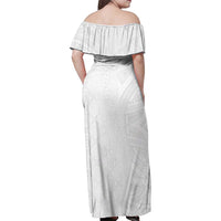 Niue White Sunday Family Matching Off Shoulder Maxi Dress and Hawaiian Shirt Hiapo Tribal Art Tattoos LT03 - Polynesian Pride