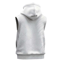 Niue White Sunday Sleeveless Zip Hoodie Hiapo Tribal Art Tattoos LT03 - Polynesian Pride