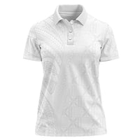 Niue White Sunday Women Polo Shirt Hiapo Tribal Art Tattoos LT03 Female White - Polynesian Pride