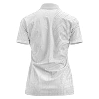 Niue White Sunday Women Polo Shirt Hiapo Tribal Art Tattoos LT03 - Polynesian Pride