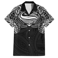 Super Samoan Traditional Tribal Art Tattoos Family Matching Off Shoulder Maxi Dress and Hawaiian Shirt Black Color LT03 Dad's Shirt - Short Sleeve Black - Polynesian Pride