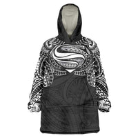Super Samoan Traditional Tribal Art Tattoos Wearable Blanket Hoodie Black Color LT03 One Size Black - Polynesian Pride