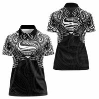 Super Samoan Traditional Tribal Art Tattoos Women Polo Shirt Black Color LT03 - Polynesian Pride