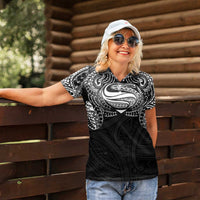 Super Samoan Traditional Tribal Art Tattoos Women Polo Shirt Black Color LT03 - Polynesian Pride