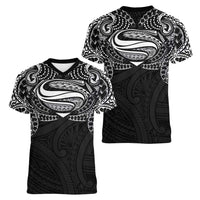 Super Samoan Traditional Tribal Art Tattoos Women V-Neck T-Shirt Black Color LT03 - Polynesian Pride