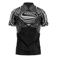 Super Samoan Traditional Tribal Art Tattoos Zipper Polo Shirt Black Color LT03 - Polynesian Pride