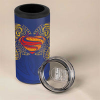 Super Samoan Traditional Tribal Art Tattoos 4 in 1 Can Cooler Tumbler Blue Color LT03 - Polynesian Pride