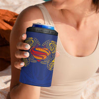 Super Samoan Traditional Tribal Art Tattoos 4 in 1 Can Cooler Tumbler Blue Color LT03 - Polynesian Pride