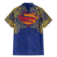 Super Samoan Traditional Tribal Art Tattoos Family Matching Mermaid Dress and Hawaiian Shirt Blue Color LT03 - Polynesian Pride