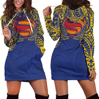 Super Samoan Traditional Tribal Art Tattoos Hoodie Dress Blue Color LT03 - Polynesian Pride