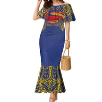 Super Samoan Traditional Tribal Art Tattoos Mermaid Dress Blue Color LT03 Women Blue - Polynesian Pride