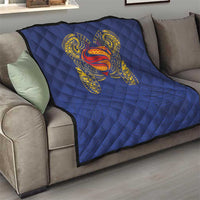 Super Samoan Traditional Tribal Art Tattoos Quilt Blue Color - Polynesian Pride