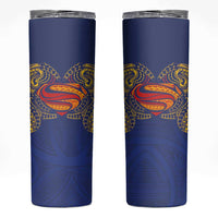 Super Samoan Traditional Tribal Art Tattoos Skinny Tumbler Blue Color LT03 Blue - Polynesian Pride
