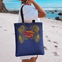 Super Samoan Traditional Tribal Art Tattoos Tote Bag Blue Color - Polynesian Pride
