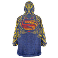 Super Samoan Traditional Tribal Art Tattoos Wearable Blanket Hoodie Blue Color LT03 - Polynesian Pride