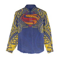 Super Samoan Traditional Tribal Art Tattoos Women Casual Shirt Blue Color LT03 - Polynesian Pride