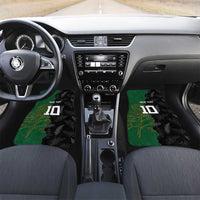 Aotearoa South Africa Rugby Freedom Cup Car Mats Kiwi Warriors Haka with King Protea Symbol LT03 Set 2pcs - Front Green - Polynesian Pride