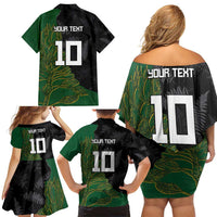 Custom Aotearoa South Africa Rugby Freedom Cup Family Matching Off Shoulder Short Dress and Hawaiian Shirt Kiwi Warriors Haka with King Protea Symbol LT03 - Polynesian Pride