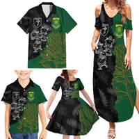 Custom Aotearoa South Africa Rugby Freedom Cup Family Matching Summer Maxi Dress and Hawaiian Shirt Kiwi Warriors Haka with King Protea Symbol LT03 - Polynesian Pride