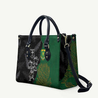 Aotearoa South Africa Rugby Freedom Cup Leather Bag Kiwi Warriors Haka with King Protea Symbol - Polynesian Pride