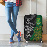 Aotearoa South Africa Rugby Freedom Cup Luggage Cover Kiwi Warriors Haka with King Protea Symbol LT03 - Polynesian Pride