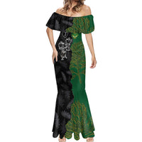 Custom Aotearoa South Africa Rugby Freedom Cup Mermaid Dress Kiwi Warriors Haka with King Protea Symbol LT03 - Polynesian Pride