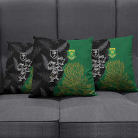 Aotearoa South Africa Rugby Freedom Cup Pillow Cover Kiwi Warriors Haka with King Protea Symbol LT03 - Polynesian Pride