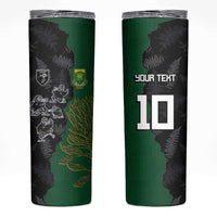 Custom Aotearoa South Africa Rugby Freedom Cup Skinny Tumbler Kiwi Warriors Haka with King Protea Symbol LT03 Green - Polynesian Pride