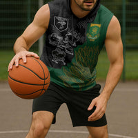 Custom Aotearoa South Africa Rugby Freedom Cup Sleeveless Hoodie Kiwi Warriors Haka with King Protea Symbol LT03 - Polynesian Pride