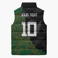 Custom Aotearoa South Africa Rugby Freedom Cup Sleeveless Puffer Jacket Kiwi Warriors Haka with King Protea Symbol - Polynesian Pride