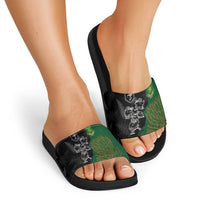Aotearoa South Africa Rugby Freedom Cup Slide Sandals Kiwi Warriors Haka with King Protea Symbol LT03 - Polynesian Pride