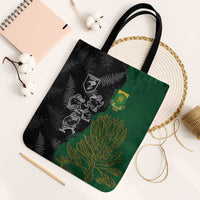 Aotearoa South Africa Rugby Freedom Cup Tote Bag Kiwi Warriors Haka with King Protea Symbol LT03 Black Strap One Size Green - Polynesian Pride