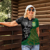 Custom Aotearoa South Africa Rugby Freedom Cup Women Polo Shirt Kiwi Warriors Haka with King Protea Symbol LT03 - Polynesian Pride