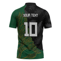 Custom Aotearoa South Africa Rugby Freedom Cup Zipper Polo Shirt Kiwi Warriors Haka with King Protea Symbol LT03 - Polynesian Pride