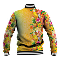 Hawaiian Tropical Fruits and Plants Baseball Jacket Kakau Pattern Summer Vibe LT03 - Polynesian Pride