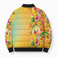 Hawaiian Tropical Fruits and Plants Bomber Puffer Jacket Kakau Pattern Summer Vibe LT03 - Polynesian Pride