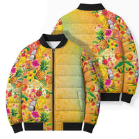 Hawaiian Tropical Fruits and Plants Bomber Puffer Jacket Kakau Pattern Summer Vibe LT03 - Polynesian Pride