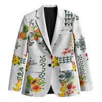 Hawaiian Quilts Blazer Tropical Fruits and Plants LT03 Unisex White - Polynesian Pride