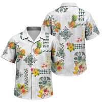 Hawaiian Quilts Family Matching Puletasi and Hawaiian Shirt Tropical Fruits and Plants LT03 Son's Shirt White - Polynesian Pride