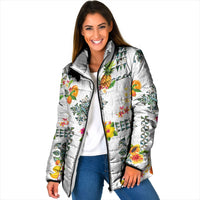 Hawaiian Quilts Padded Jacket Tropical Fruits and Plants LT03 Women White - Polynesian Pride