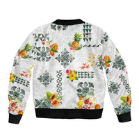 Hawaiian Quilts Sleeve Zip Bomber Jacket Tropical Fruits and Plants LT03 - Polynesian Pride