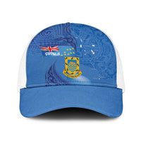 Tuvalu Heritage Baseball Net Cap Map of the Islands and Polynesia Pattern LT03 One Size White Blue - Polynesian Pride