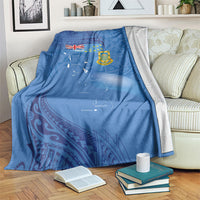 Tuvalu Heritage Blanket Map of the Islands and Polynesia Pattern LT03 Blue - Polynesian Pride