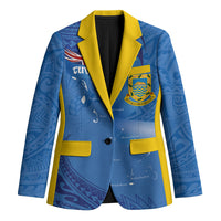 Tuvalu Heritage Blazer Map of the Islands and Polynesia Pattern LT03 Unisex Blue - Polynesian Pride